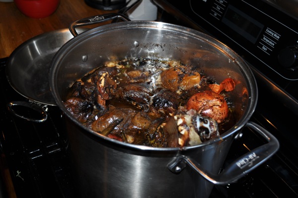 We set the stock pot to simmer overnight...